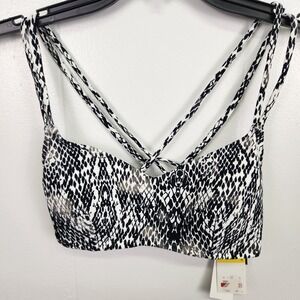 Salt +‎ Cove Bikini Top M Black White Snake Print Strappy Back NWT